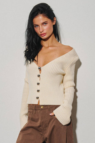 Maren Ribbed Cardigan | Ivory
