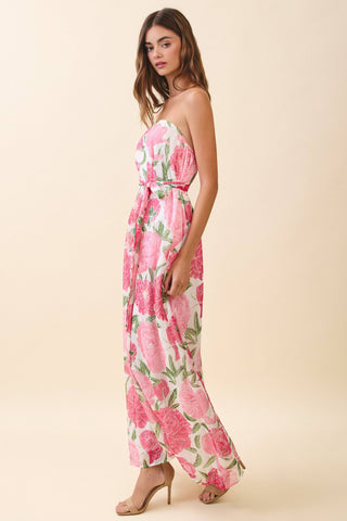 Peony Palm Dress with Convertible Scarf