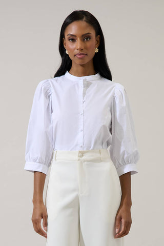 Raveny Button Up Puff Sleeve Shirt