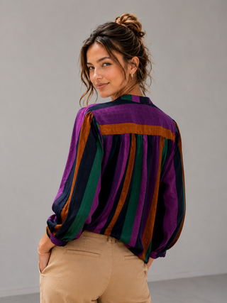 Aubergine Avenue Button-Front Blouse