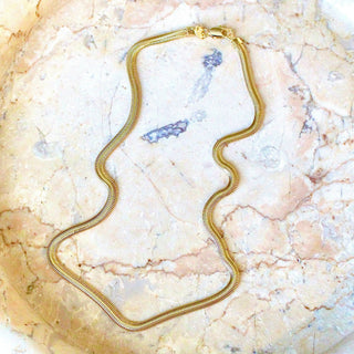 Gold Herringbone Chain Necklace - Gold Filled 4mm