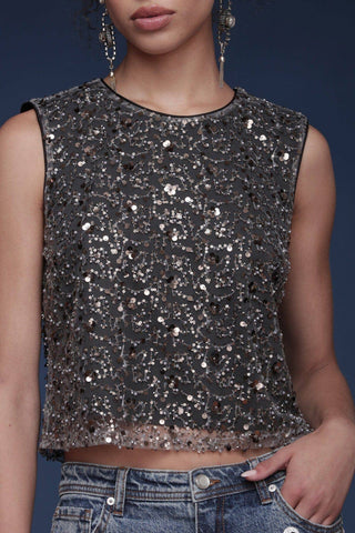 Sequin Mesh Crop Top