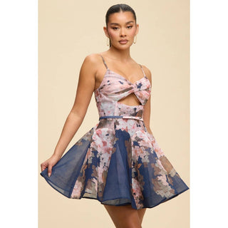 floral cutout mini dress Beige Lilac Floral Cutout Mini Dress Gabi Swimwear