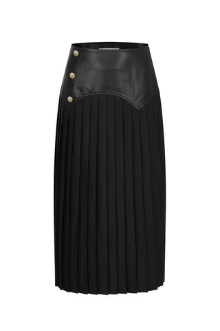Bordeaux Pleated Faux Leather Skirt