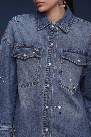 Bejeweled Denim Shirt
