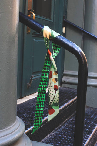 Silk Skinny Scarf of Green Wonderland