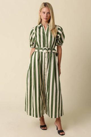 Cora Belted Stripe Maxi Dress