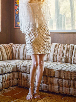 Faux Leather Woven Mini Skirt