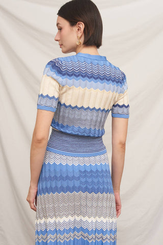 Bellagio Blue Sky Chevron Pointelle Knit Set