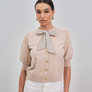 Nantucket Satin Tie Neck Cardigan