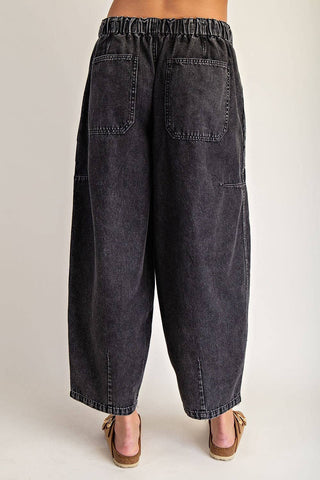 Washed Black Barrel Jeans