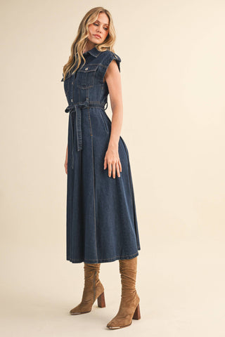 Iris Denim Button Down Midi Dress