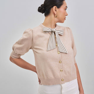 Nantucket Satin Tie Neck Cardigan