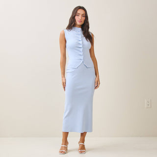 Pleated front top & skirt set