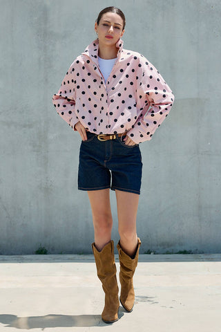 Chloe Polka Dot Zip Up Jacket