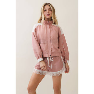 Colette Lace Detail Windbreaker Set in Kelly Green