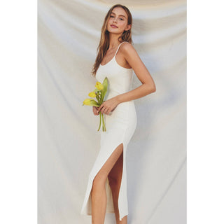 Ribbed Knit Bodycon Maxi Dress – alternate angle – Into The Palms boutique