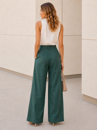 Essential Emerald Tailored Wide-Leg Pants