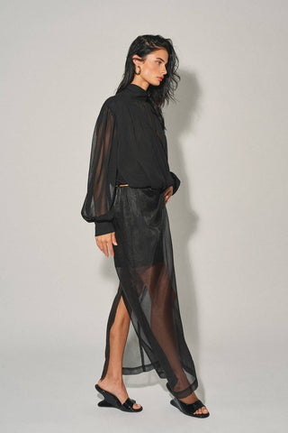 Simone Sheer Blouse | Black