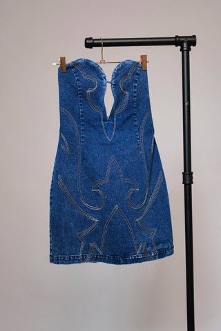 Marquise Mini Denim Dress - Washed Black or Dark Wash Blue
