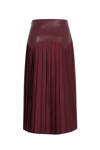 Bordeaux Pleated Faux Leather Skirt