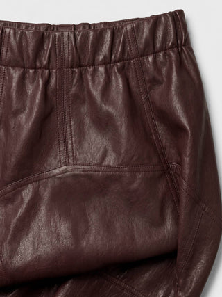 Faux Leather A-Line Midi Skirt