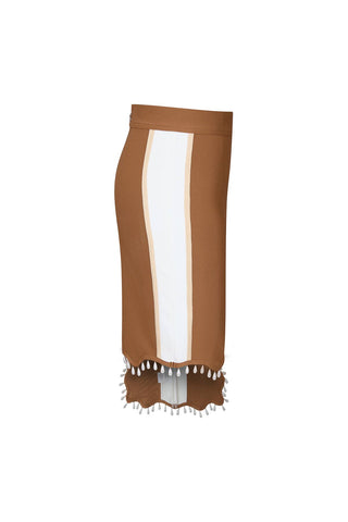 Front Row Pearl Embellished Asymmetric Midi Skirt & Top Set