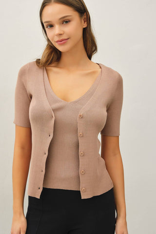 Madison Tank and Cardigan Short Sleeve Sweater Set