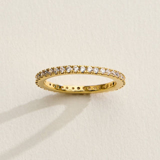 18K Gold Filled CZ Eternity Band Look Ring | Dainty Stackable Diamond Look Ring