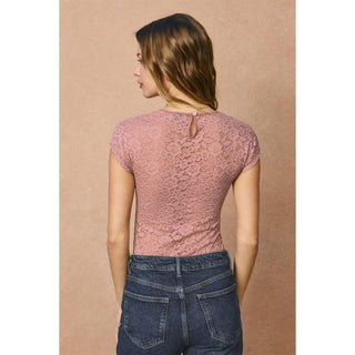 Eloise Lace Cap Sleeve Bodysuit – lace detail – Into The Palms boutique