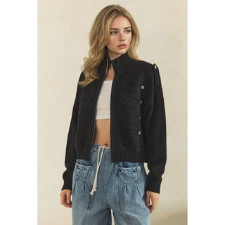 Cadette Knit Zip Cardigan Sweater