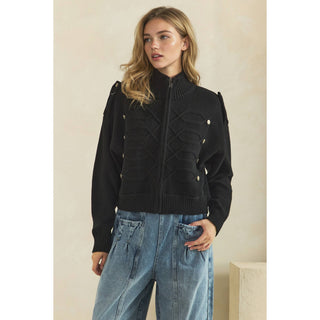 Cadette Knit Zip Cardigan Sweater