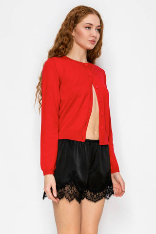 Satin Lace Trim Lounge Shorts