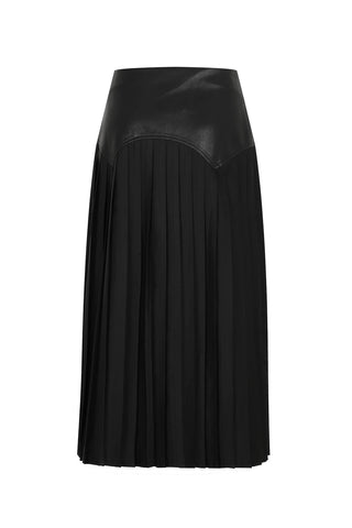 Bordeaux Pleated Faux Leather Skirt