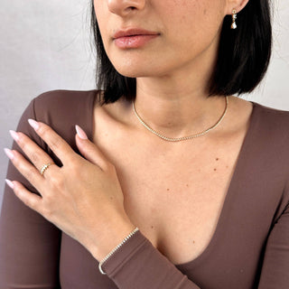 Shine Bright Marquise Tennis Necklace - 4mm, 18k gold filled