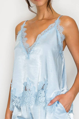 Lace Satin Camisole and Short Set