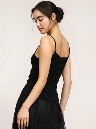 Scalloped Scoop Neck Tank Top Sweater