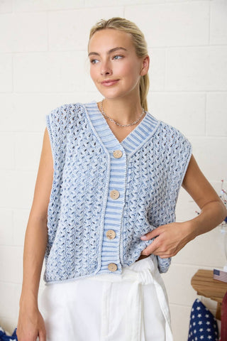 Chunky Knit Button Front Sweater Vest