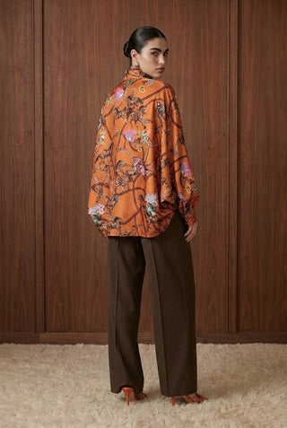 Wild Horses Draped Equestrian Satin Blouse