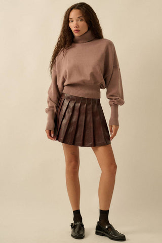 Faux Leather Pleated Mini Skirt