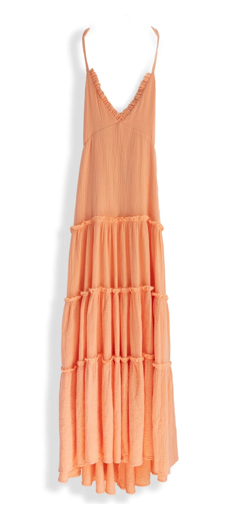 Just Peachy Ruffle Gauze Cotton Maxi Dress