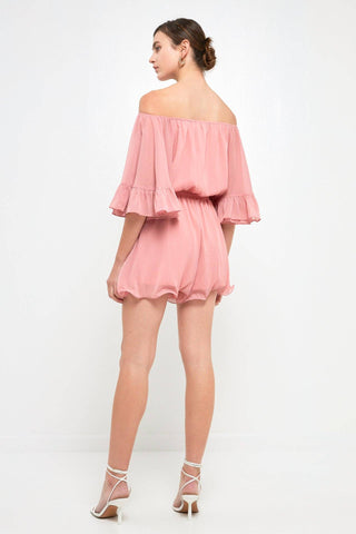 Ruffled Sleeve Romper