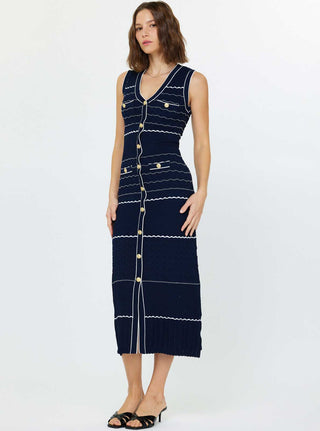 Gold Button Sleeveless Knit Dress