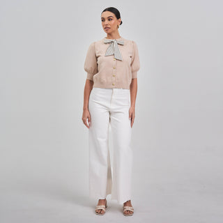 Nantucket Satin Tie Neck Cardigan