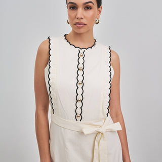 Bellano Contrast Scalloped  Dress