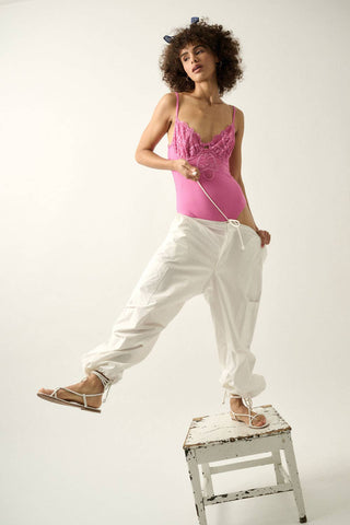 Lace and Rib-Knit Teddy Bodysuit