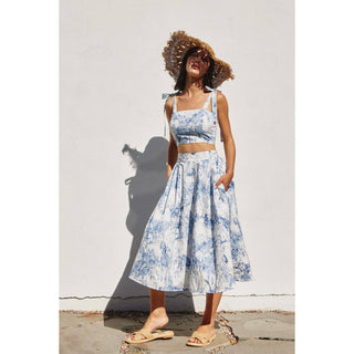 Coastline Structured Circular Midi Skirt & Crop Tie Top