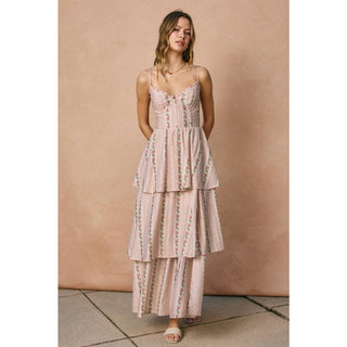 La Rosalie Tiered Maxi Corset Layered Dress – styled look – Into The Palms boutique