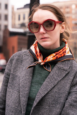 Silk Bandana Of Leopards With Floral Fountain