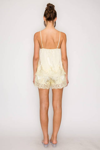 Lace Satin Camisole and Short Set